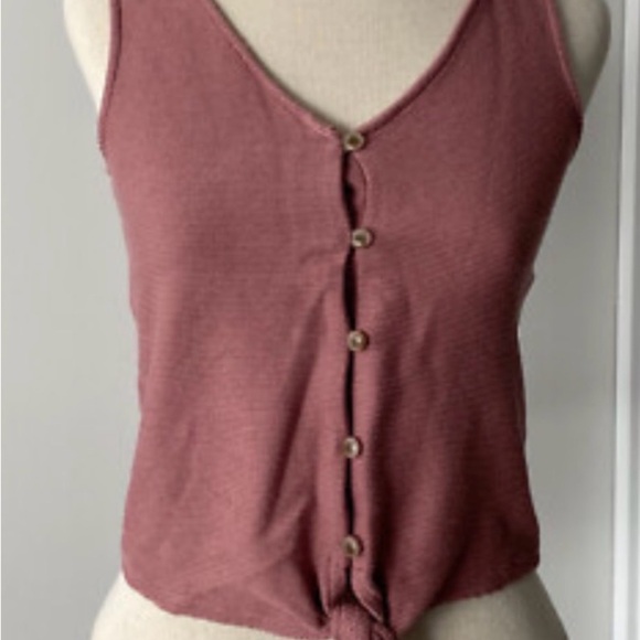 Madewell Texture & Thread Button-Front Tie Tank Top in Brick Dust Size Large - Picture 2 of 6